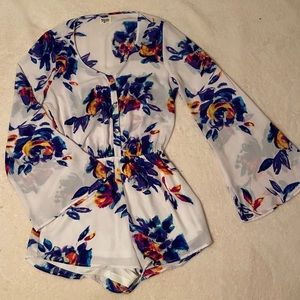 SHOW ME YOUR MUMU Blue Floral Romper